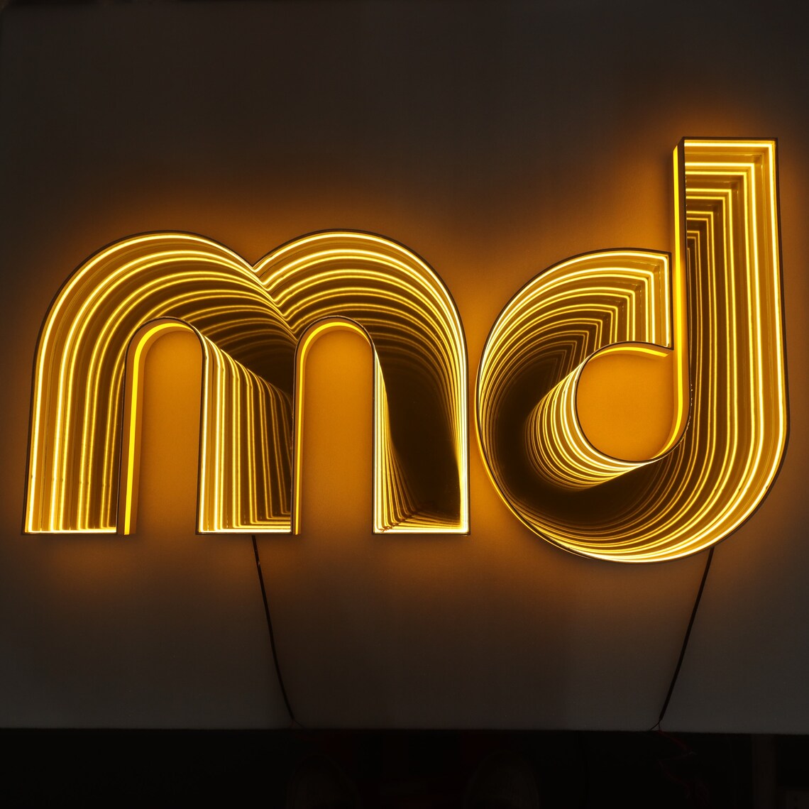 Infinity Mirror LED Track Channel Letters Custom Business Sign 3D Logo signage